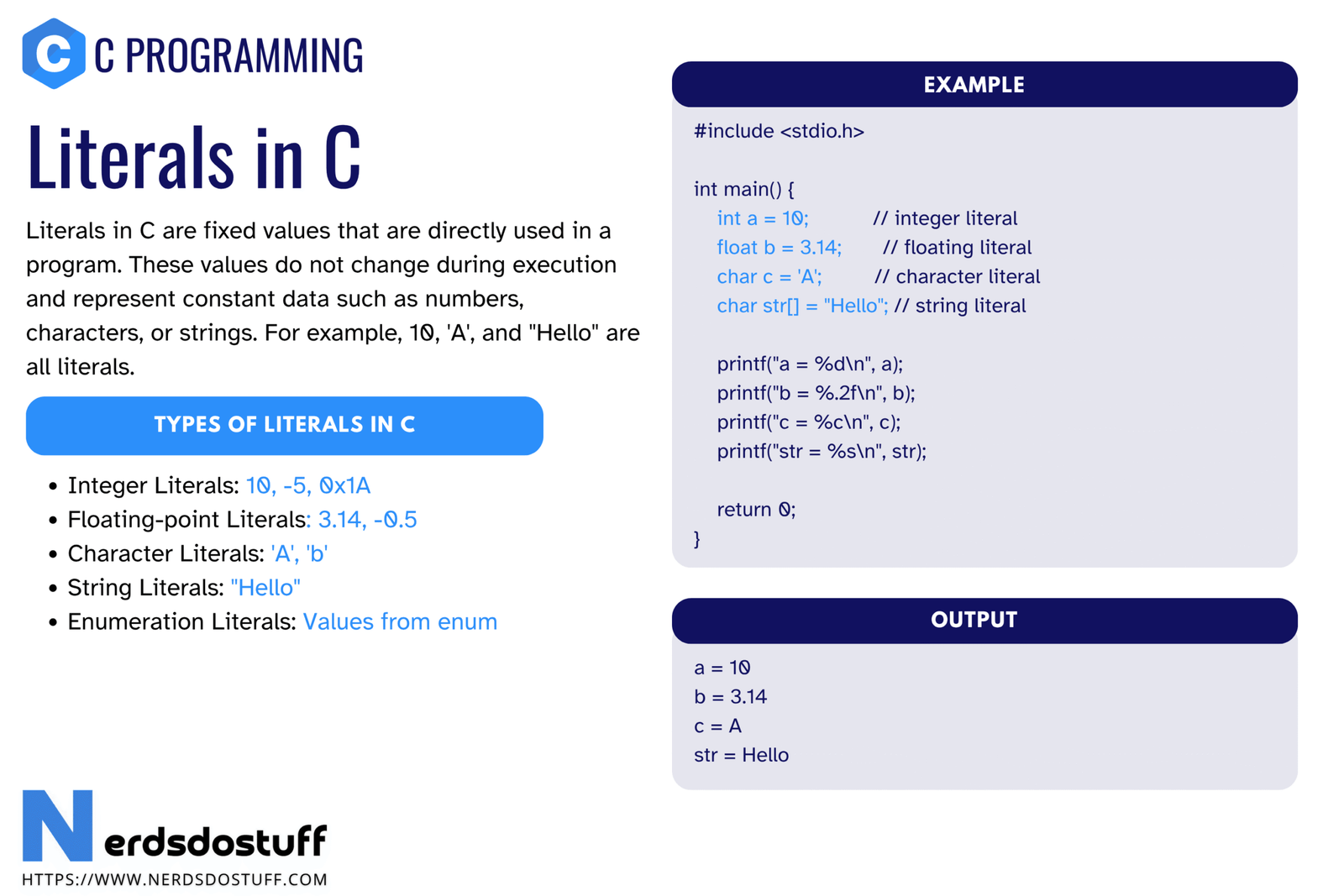 Literals in C