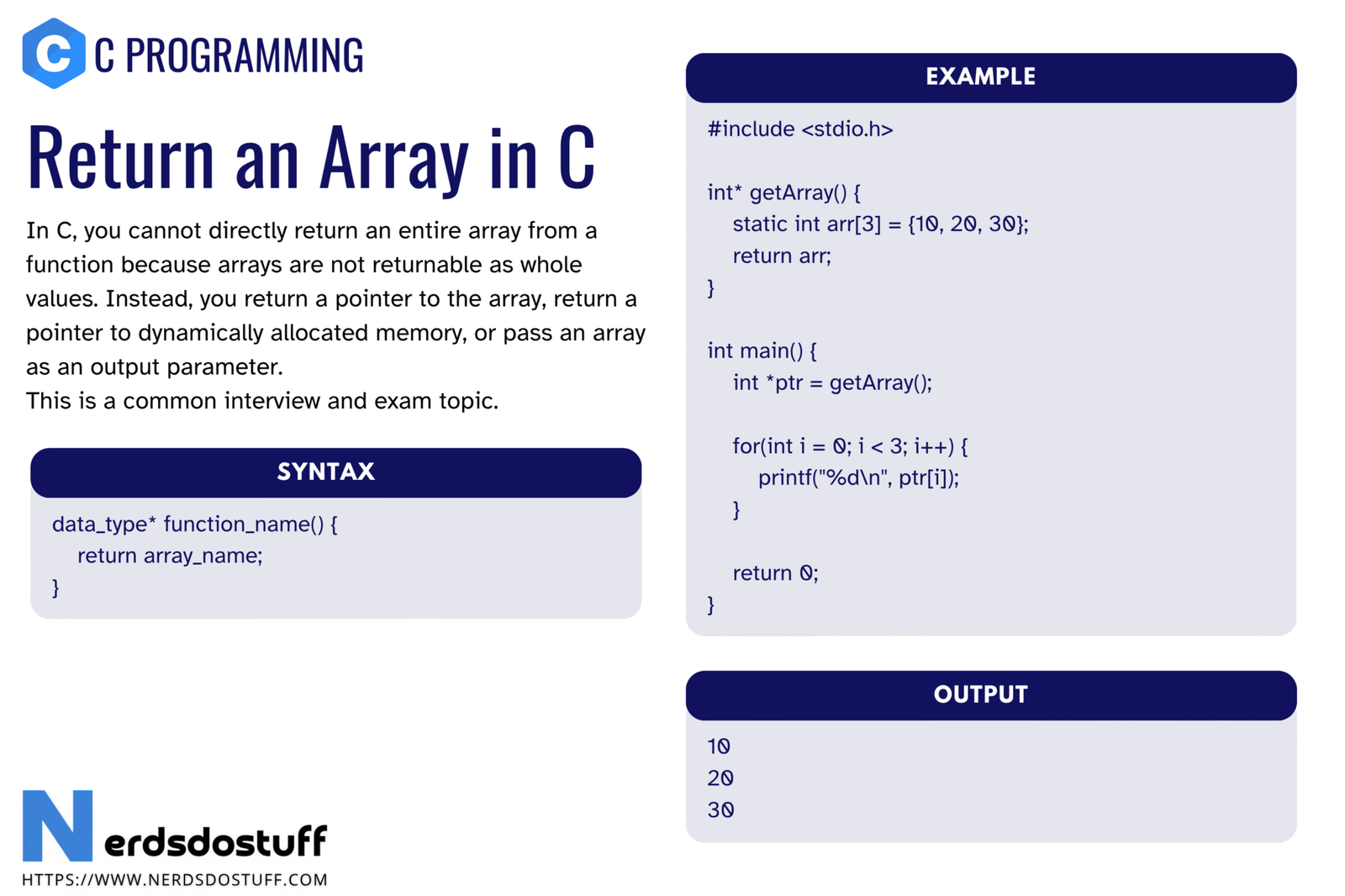 Return an Array in C - Nerds Do Stuff